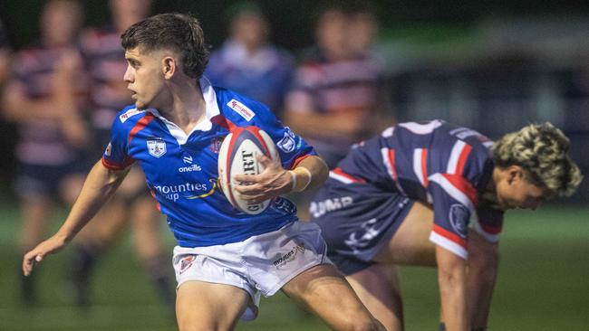 Easts player Max Soepono and Manly’s Tallis McEwen-Welsh