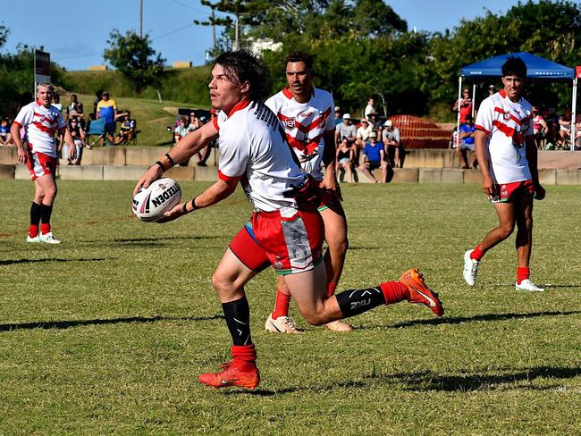 Emu Park fullback Connor Rothery scored six tries in his team's win over Tannum Sands in Round 6 of Rockhampton Rugby League's A-grade men's competition. Photo: George Vartabedian