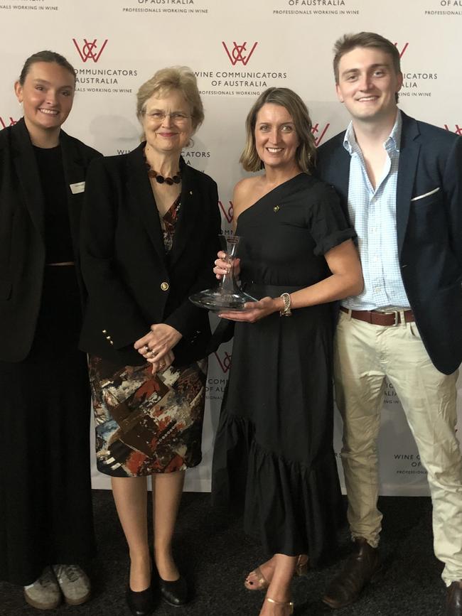 Marni Cook with her children Olivia and Tom and Her Excellency Frances Adamson. Picture: Supplied