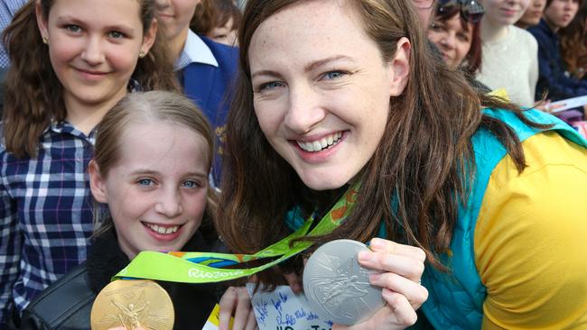 Cate Campbell at the Olympic parade homecoming in 2016. Picture: Ian Currie