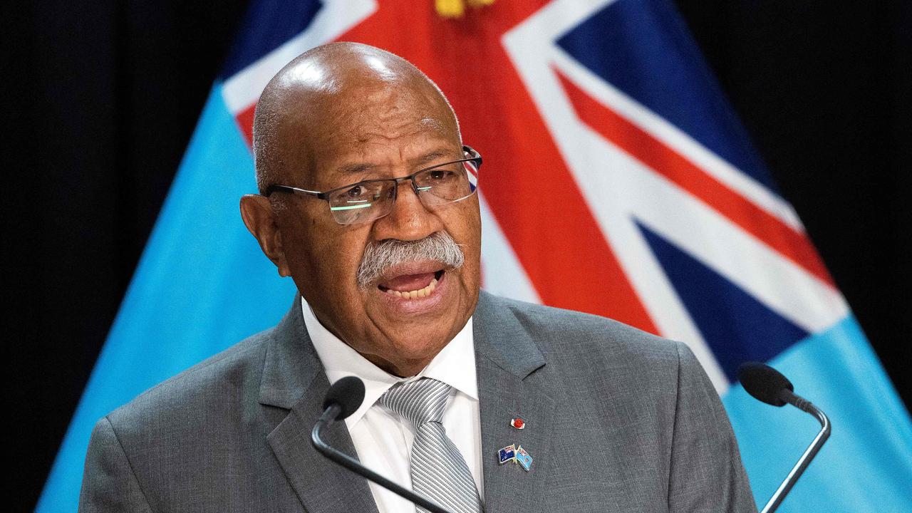 Fiji's Prime Minister Sitiveni Rabuka speaks to media during a joint press conference in Wellington on June 7, 2023. Picture: AFP