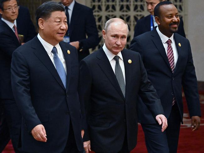 Russian President Vladimir Putin and Chinese President Xi Jinping in Beijing. Picture: Grigory Sysoyev (AFP)