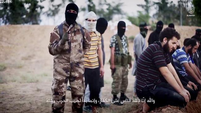 Shocking propaganda … A screen grab from the Islamic State video <i>Flames of War</i> before a mass shooting.