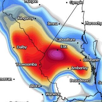 Very dangerous storms are expected across South East Queensland this afternoon. Picture: www.weatherwatch.net.au