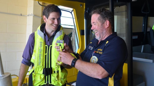 Bundaberg MP Tom Smith and Bundaberg VMR president Erwin Hoffman are excited about the local VMR receiving $10,000 in funding from the State Government.