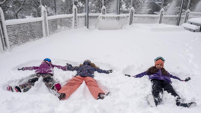 Fresh powder at Falls Creek keeps the kids entertained. Picture: Supplied