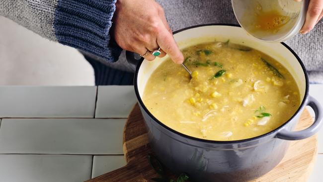 Chicken and sweet corn soup. Photo: Mark Roper