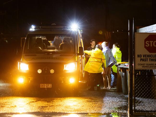 Paramedics at Manly Boat Harbour on Tuesday night. Picture: Richard Walker