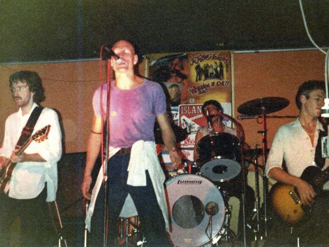 Midnight Oil performing at Martini’s in Melbourne, around 1978. L-R: Jim Moginie, Peter Garrett, Rob Hirst, Martin Rotsey. Picture: supplied