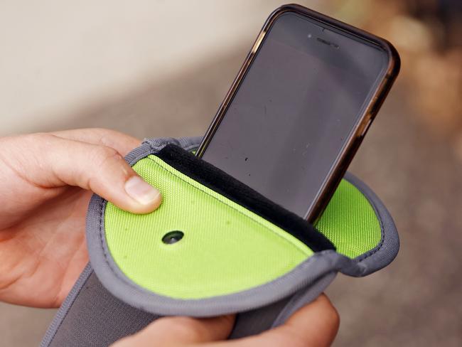 Killara High School student lock their phones away during schoool hours in special pouches. Picture: Sam Ruttyn