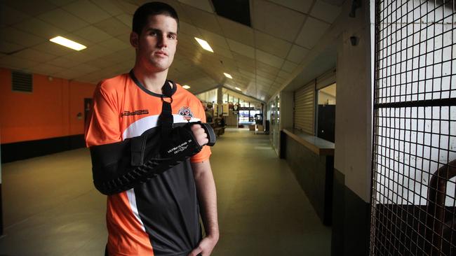 Simon Dwyer at the gym at Concord Oval where he started a failed rehab program in an attempt to get back to full fitness.