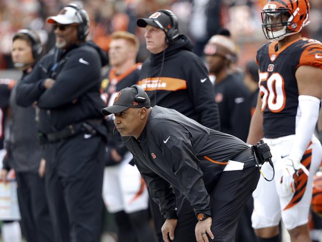 Cincinnati Bengals head coach Marvin Lewis will be calling the defence against the Ravens. Picture: AP Photo