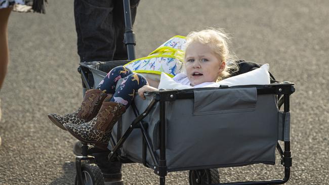 Esmerelda Edmonds has a relaxing ride to view the Toowoomba Royal Show, Thursday, April 18, 2024. Picture: Kevin Farmer