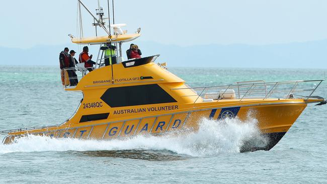 The Coast Guard searching for a missing kayaker off Amity Point, North Stradbroke Island. Picture: Liam Kidston