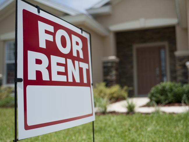 For Rent sign in front of new house