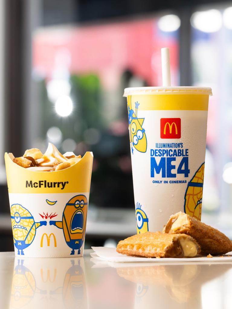 The banana-flavoured desserts include a Banana Caramel Pie, Banana Caramel Pie McFlurry and Banana Thickshake. Picture: Supplied