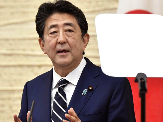 Japan's Prime Minister Shinzo Abe speaks at a news conference in Tokyo. Picture: AP