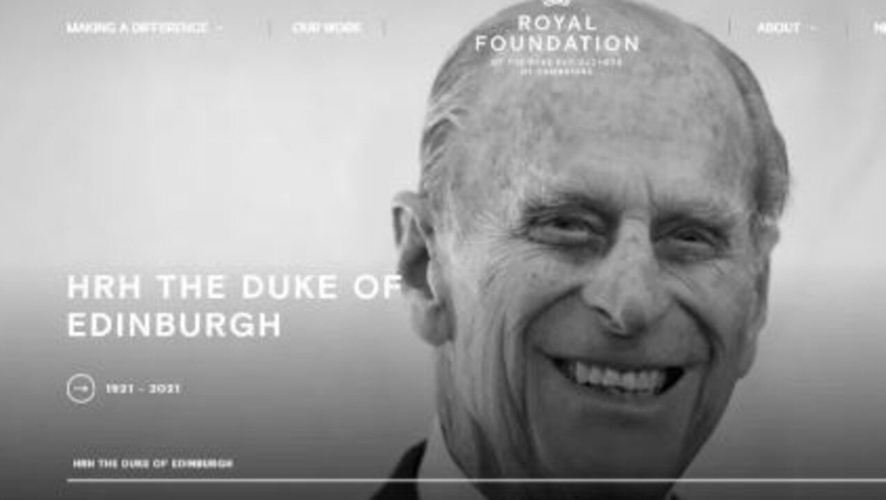 Prince William and Kate Middleton paid tribute to Prince Philip via their Royal Foundation website. Picture: Supplied