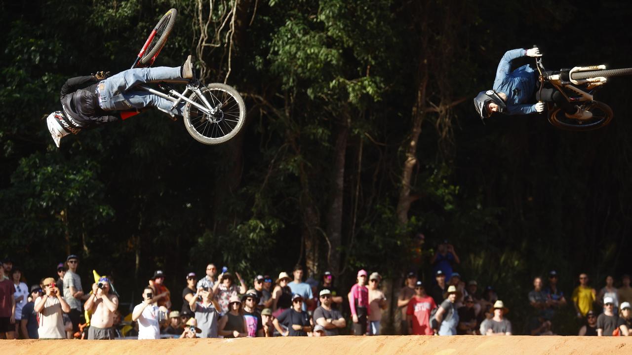 Action from the Slope &amp; Style event at the Crankworx Cairns mountain bike festival, held at Smithfield Mountain Bike Park. Picture: Brendan Radke