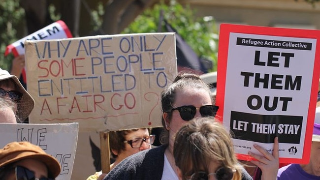 Protesters gathered outside the hotel asking for their release on February 29.