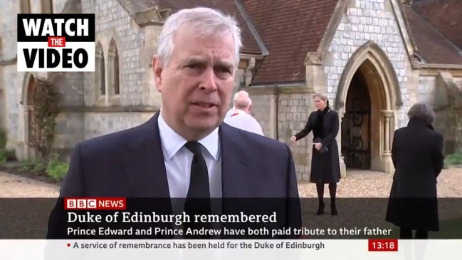 Prince Andrew seen in public as he pays tribute to father Prince Philip