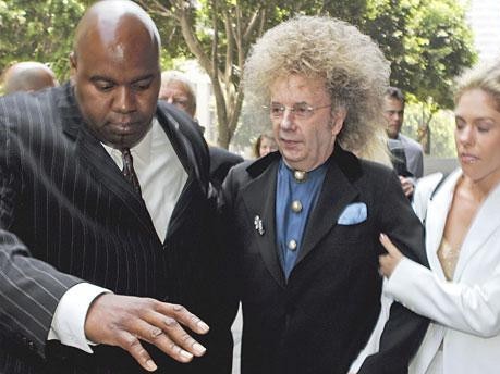 Disgraced music producer Phil Spector outside court during his murder trial.