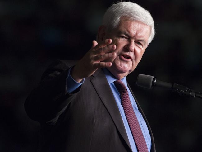 Political veteran and former House Speaker Newt Gingrich may be rewarded with the role of Secretary of State. Picture: AP/Evan Vucci.