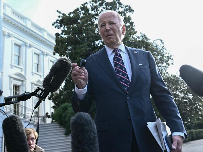 US President Joe Biden speaks to the press about the assassination attempt of Donald Trump before departing the White House in Washington, DC, on September 16, 2024. Picture: AFP