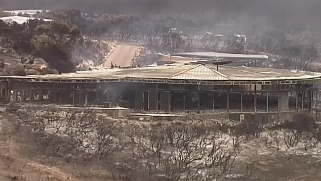 The luxury Southern Ocean Lodge has been completely destroyed. Picture: 7 News