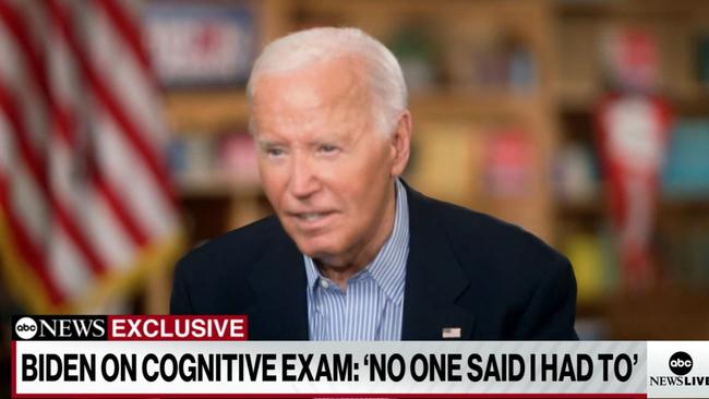 An interview with ABC News in the US failed to ease concerns about Mr Biden’s mental fitness. Picture: ABC