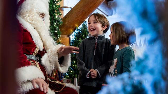 Children meeting Santa in Montreux, Switzerland.