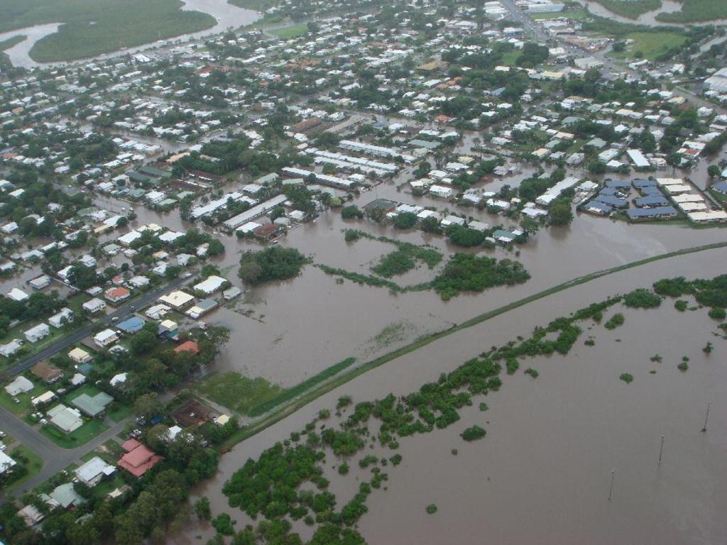 An aerial view of Mackay during the 2008 floods. Photo Contributed