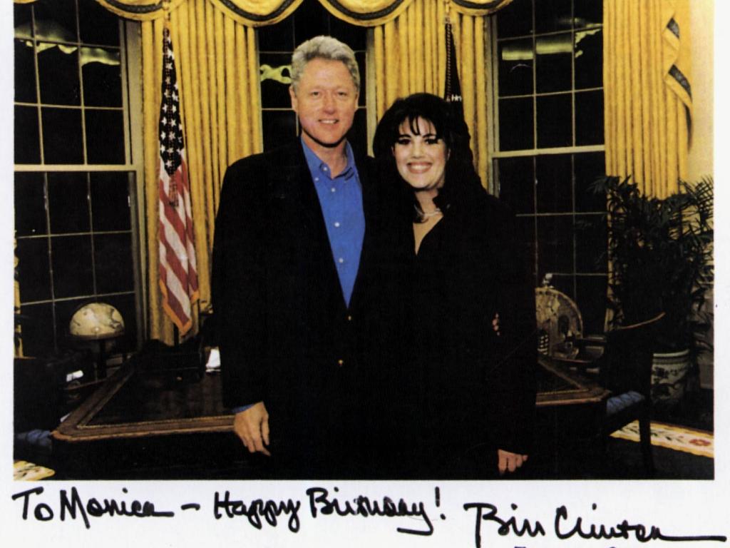 Bill Clinton and Monica Lewinsky in the Oval Office at the White House. Picture: Supplied