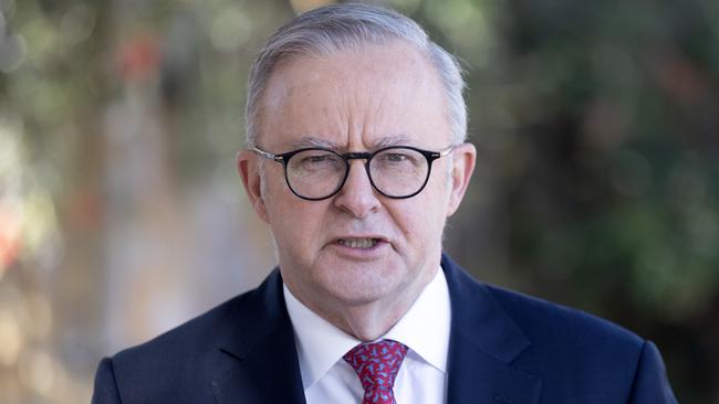 Mr Albanese said he wanted to see children off their phones and having “real experiences” with “real people”. Picture: David Geraghty/ NewsWire