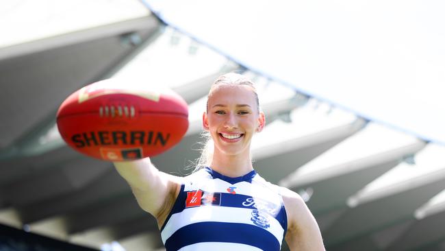 Caitie Tipping in her Geelong guernsey. Picture: Geelong Cats