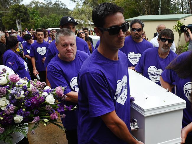 Rick Thorburn, centre, was among the pallbearers at Tiahleigh’s funeral.