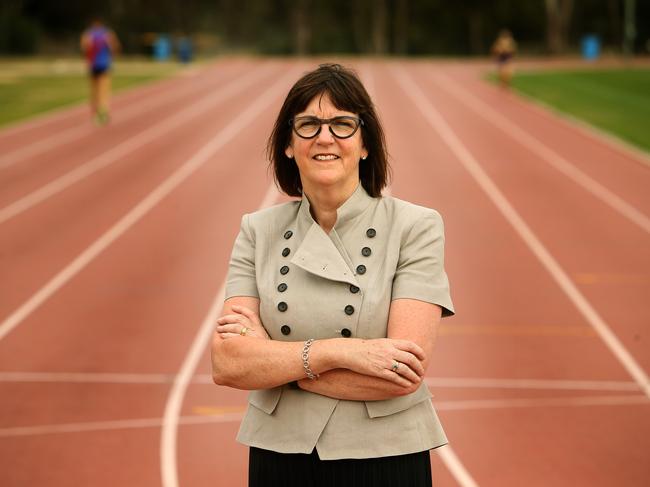 New Australian Sports Commission CEO Kate Palmer at the Australian Institute of Sport track in Canberra. Picture Kym Smith