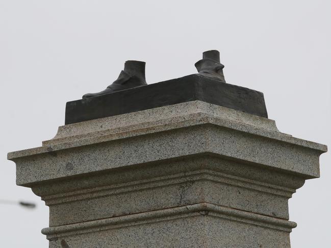 The statue of Captain Cook in St Kilda was cut down by vandals in January this year. Picture: David Crosling