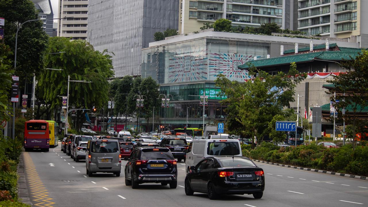 Cars on a street in Singapore in 2018. Picture: Pita Simpson/Getty Images