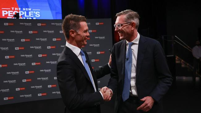 NSW Labor leader Chris Minns and NSW Premier Dominic Perrottet have sought to make a virtue of their friendship and respect for each other. Picture: Justin Lloyd