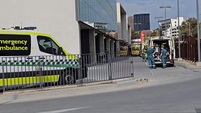 Ambulances ramping at Lyell McEwin and Royal Adelaide Hospital on September 18.