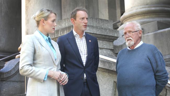 Opposition leader David Speirs and health spokeswoman Ashton Hurn with Alex MacKenzie. Picture Dean Martin