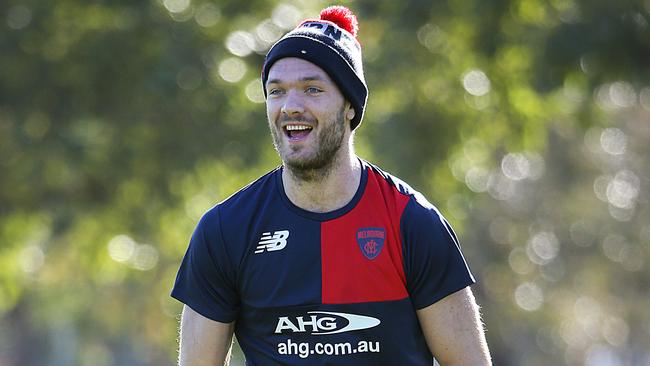 Max Gawn has a laugh during training. Picture: Ian Currie