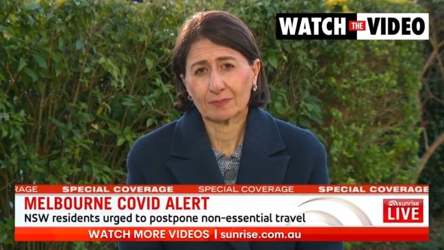 Gladys Berejiklian monitors ‘concerning’ coronavirus situation in Melbourne (Sunrise)