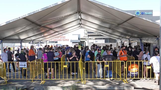 The outbreak sparked chaos in Shepparton, with residents rushing to get tested. Picture: Alex Coppel