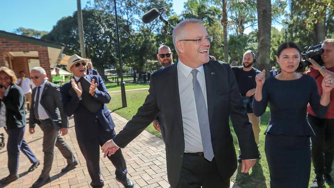 Scott Morrison visits Burwood Shopping precinct. Picture: Alex Coppel. 