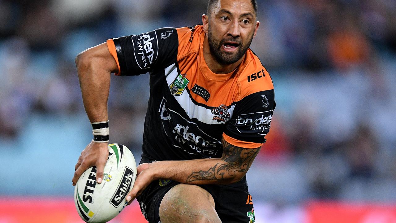 Benji Marshall in action for the Tigers against the Bulldogs in July.