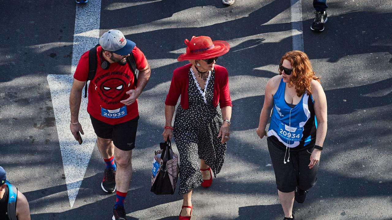 City to Bay participants walking in Adelaide, Sunday, Sept. 15, 2019. Picture: MATT LOXTON