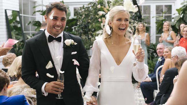 Nick and Ebony Phipps on their wedding day. Picture: Matt Johnson, The Loved Ones.