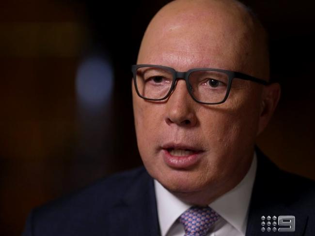 Leader of the Opposition Peter Dutton speaks on 60 Minutes.